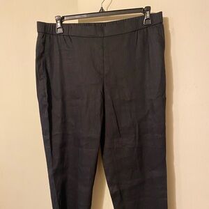 J Jill Plus Size Black Linen Stretch Straight Leg Cropped Ankle Pants 1x